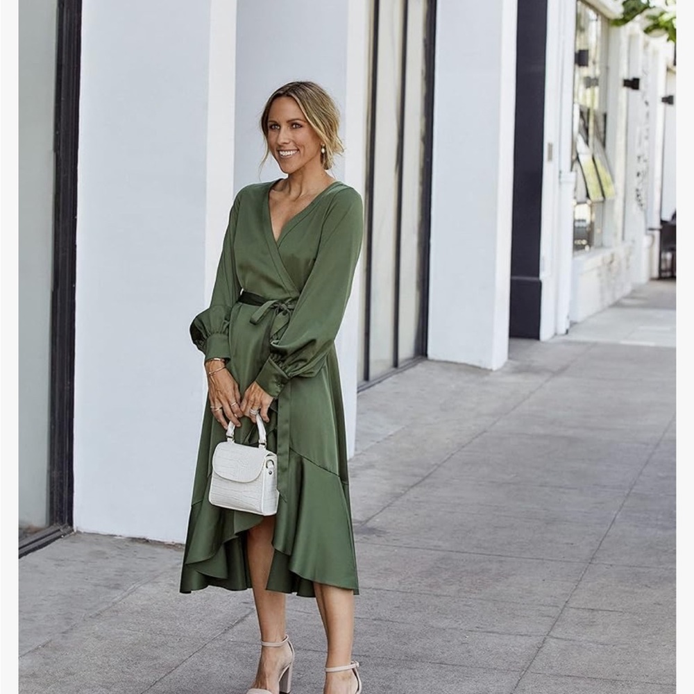 Elegant Green Wrap Dress
